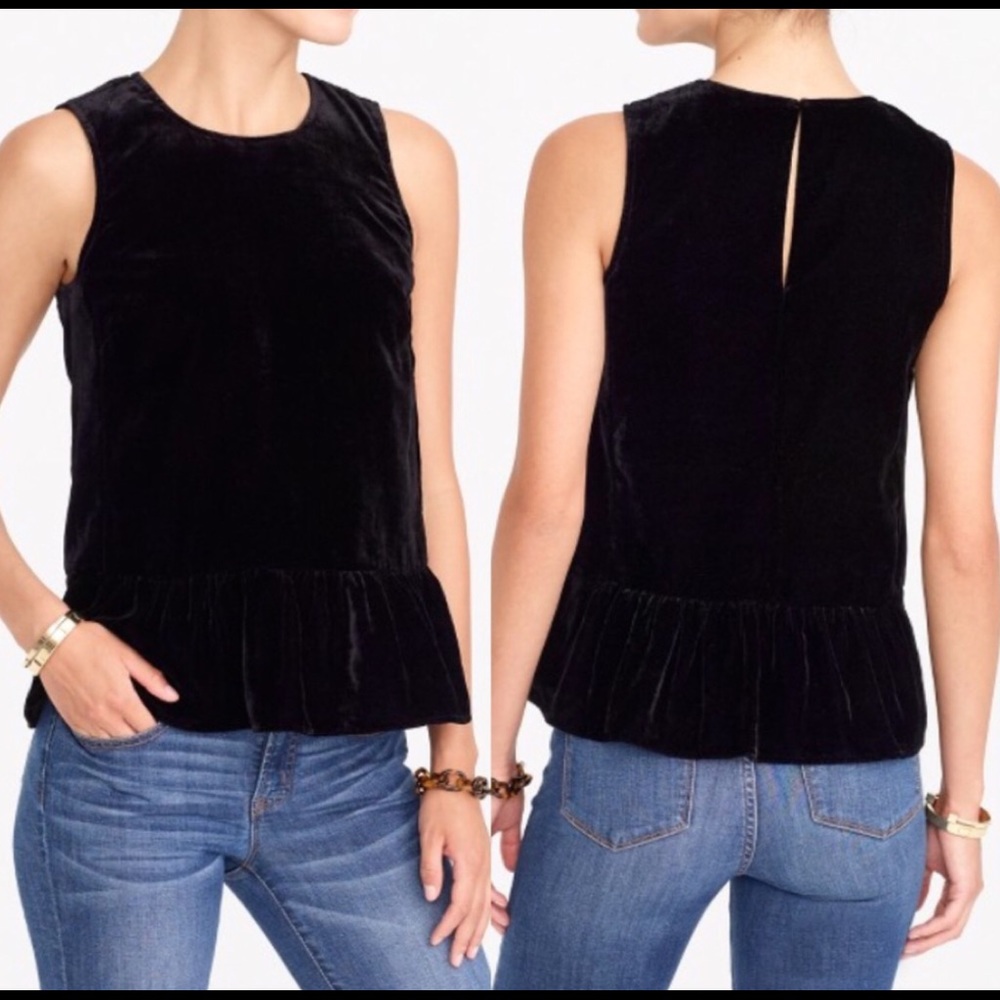 JCrew NWT Drapey Velvet Peplum Top Size 0